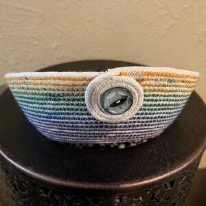 Handmade Rainbow Ivory Rope Bowl Basket 4 Keys Remotes Kitchen/Office Items Toys